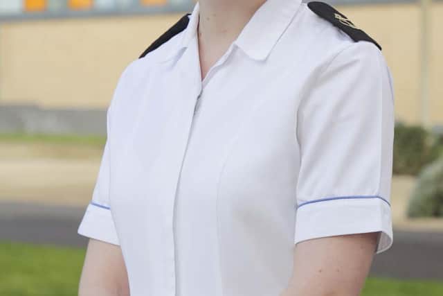Leading Naval Nurse Sarah Belcher, pictured outside QA