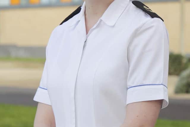 Leading Naval Nurse Sarah Belcher, pictured outside QA