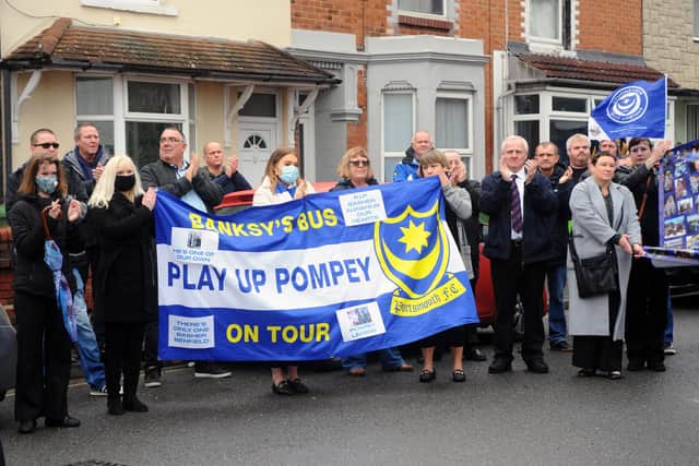 Well-known Pompey FC fan Basher Benfield's funeral took place on Friday, October 30, and his hearse passed Fratton Park on the way to his funeral at Portchester Crematorium.Picture: Sarah Standing (301020-7432)