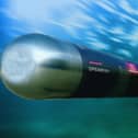 A computer generated image of a Spearfish torpedo.
