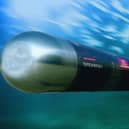 A computer generated image of a Spearfish torpedo.