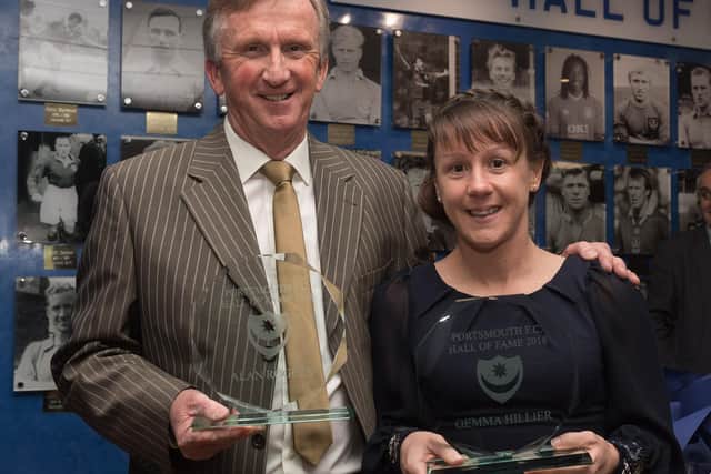 Alan Rogers and Gemma Hillier are pictured following their induction into Pompey's Hall of Fame in 2018. Picture: Keith Woodland
