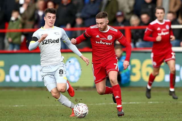 Jordan Clark in action for Accrington against Derby. Picture: Jan Kruger/Getty Images