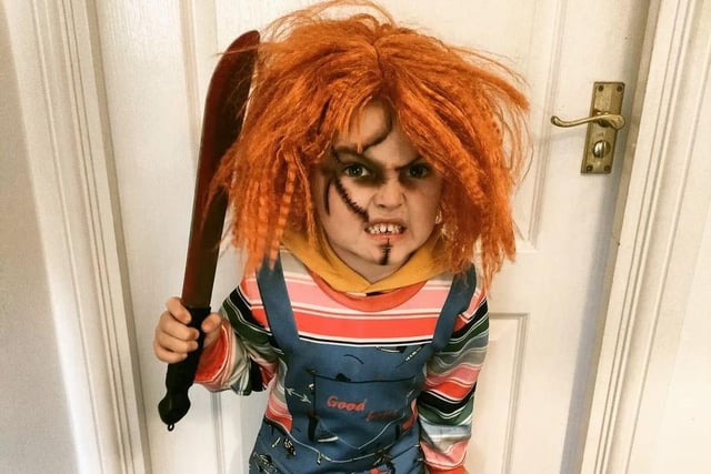 Four-year-old Oscar as Chucky.