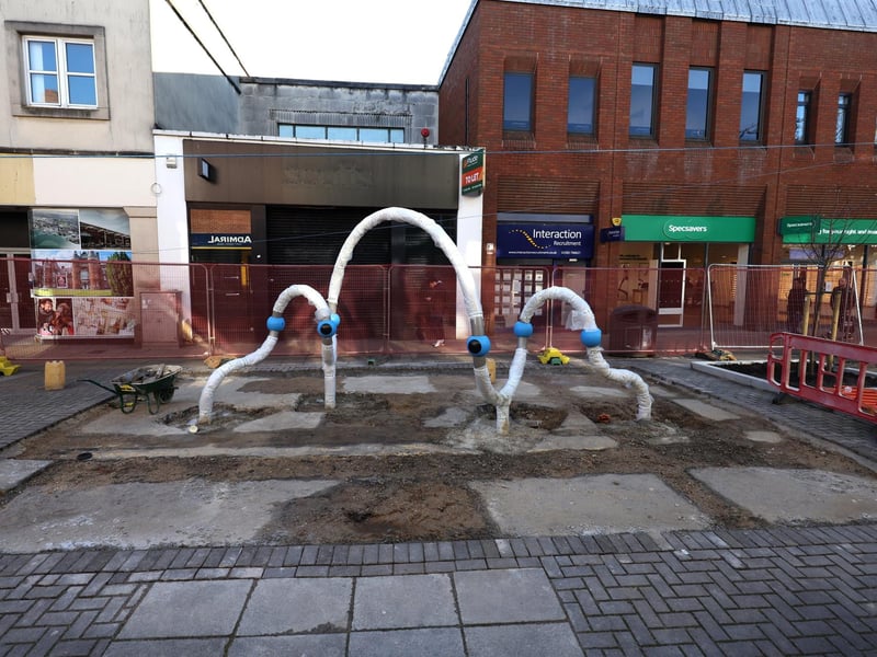 Improvement works going on in Commercial Road (the end outside Subway) and at the end of Charlotte Street in Portsmouth, Hampshire.Monday 12th February 2024.Picture: Sam Stephenson.