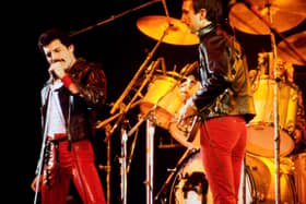 LEIDEN, THE NETHERLANDS - NOV 27, 1980: Queen during a concert in the Groenoordhallen in Leiden in the Netherlands