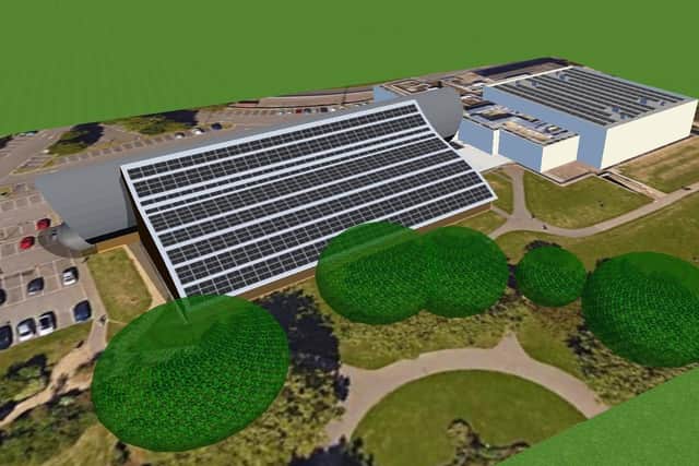What the Mountbatten Centre could look like with solar panels fitted. Picture: Contributed