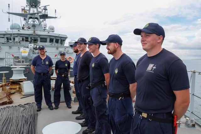 HMS Spey crew in Fiji. Pic Royal Navy