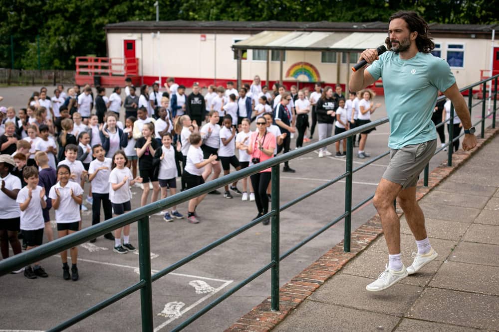 School workout with Joe Wicks at St Paul's Catholic Primary School, Paulsgrove, Portsmouth. Picture: Habibur Rahman