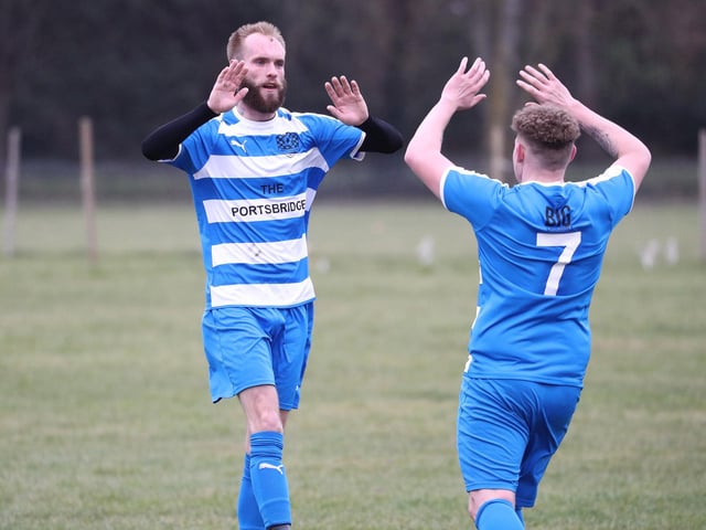 Barry Jeans has just scored AC Copnor's second goal. Picture: Stuart Martin