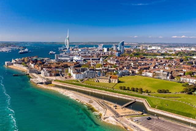 An aerial view of Old Portsmouth during lockdown. Picture: Solent Sky Services