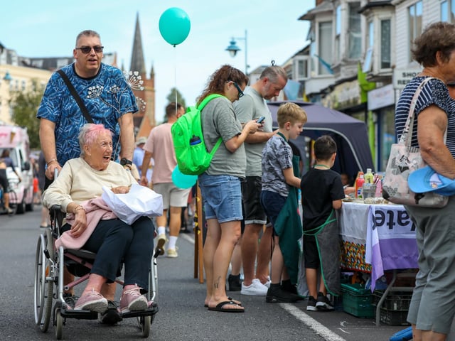 Sylvia Smith and her son Andrew Smith. Stoke Road Festival, Gosport
Picture: Chris Moorhouse (jpns 150923-26)