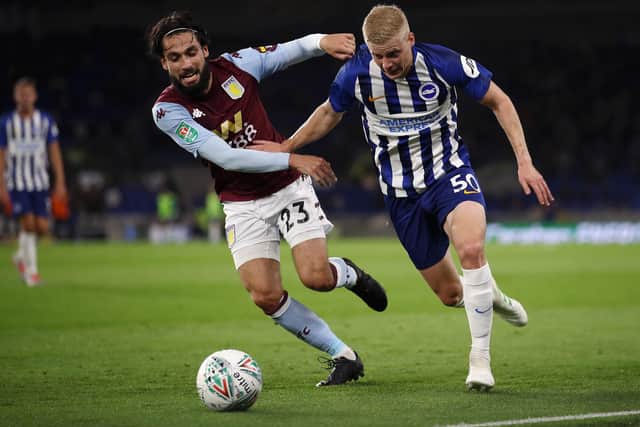 Alex Cochrane in action on Brighton debut against Aston Villa. Picture: Bryn Lennon/Getty Images
