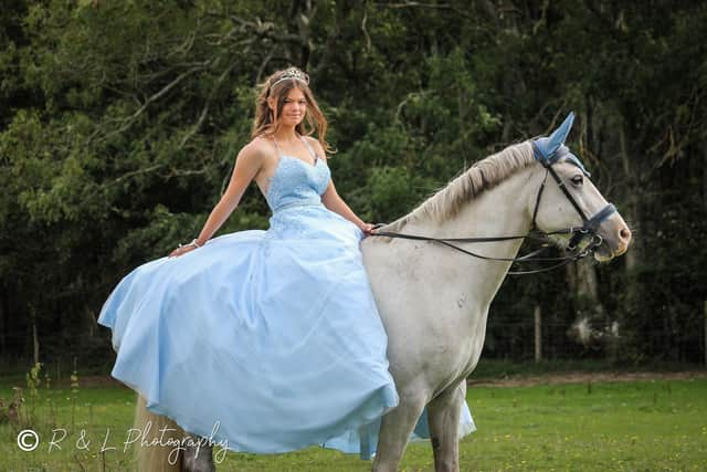 Bonnie Tyler, 16 from Leigh Park, with her horse Blue. Picture by R & L Photography