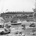 HMS Hermes, the aircraft carrier, returns from the Falklands in 1982. The News PP4829