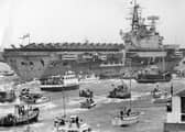 HMS Hermes, the aircraft carrier, returns from the Falklands in 1982. The News PP4829