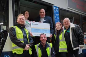 Members of the Stagecoach team who were fundamental in the success of the Santa Bus campaign at the cheque presentation.