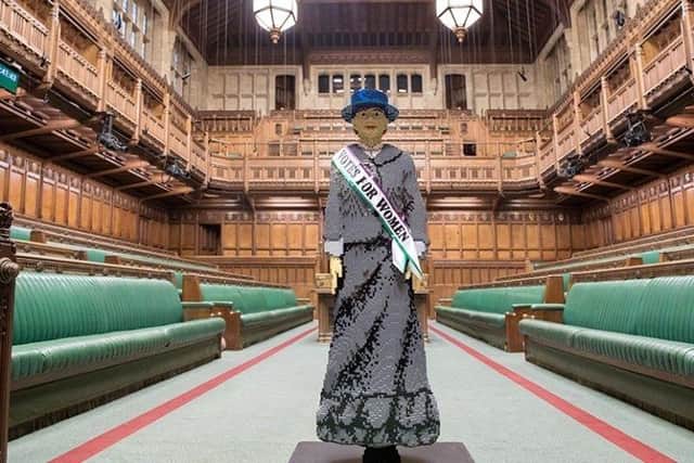The life-sized Lego suffragette named Hope which will be coming to Portsmouth