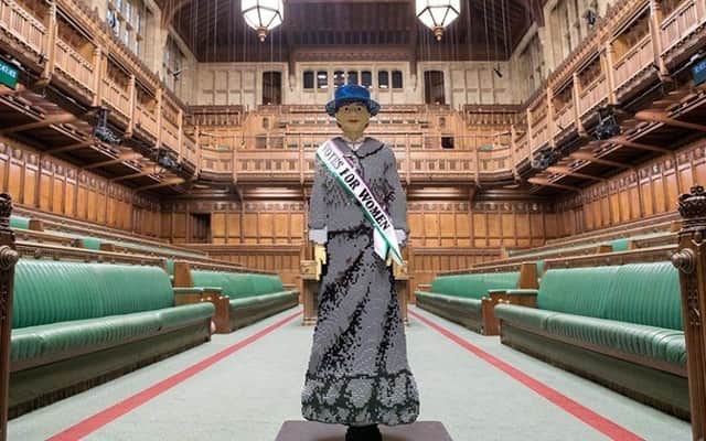 The life-sized Lego suffragette named Hope which will be coming to Portsmouth