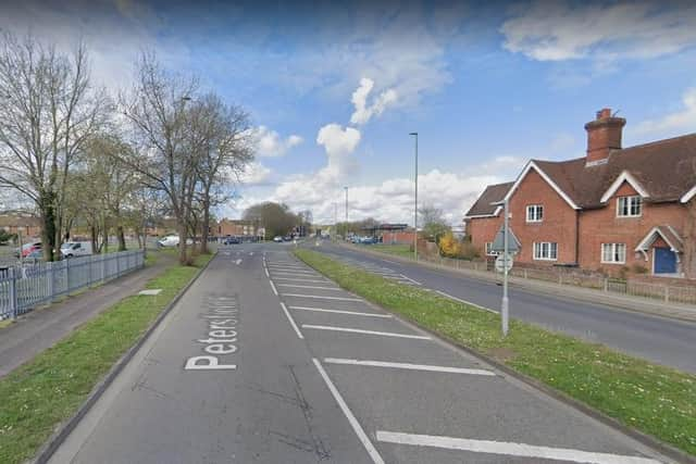 The woman was found trapped inside a car on its side in Petersfield Road, Leigh Park. Picture: Google Street View.