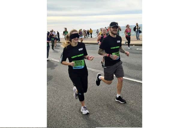 Jessica Watt and Ethan Mortimer running the Great South Run.
Picture: Amy Watt