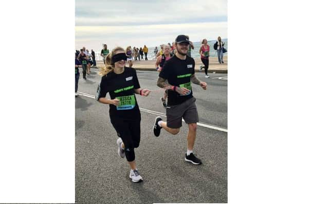 Jessica Watt and Ethan Mortimer running the Great South Run.
Picture: Amy Watt