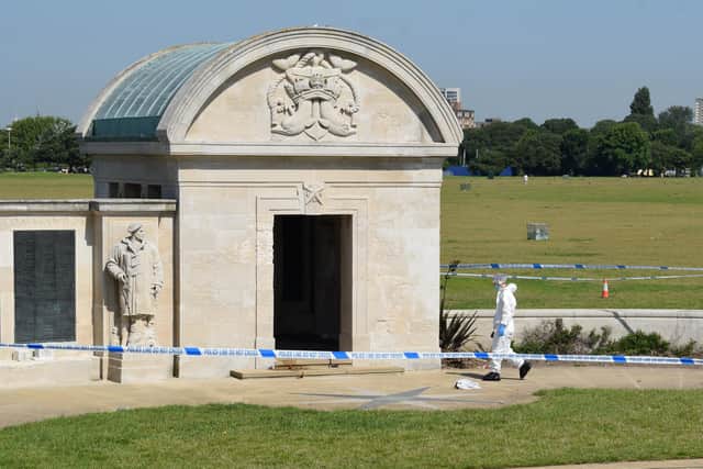 Police at Southsea Common on July 20 after a 15-year-old boy was stabbed near Portsmouth Naval Memorial on July 19. Picture: Stuart Vaizey