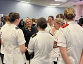 Amanda Martin with nurses at QA Hospital