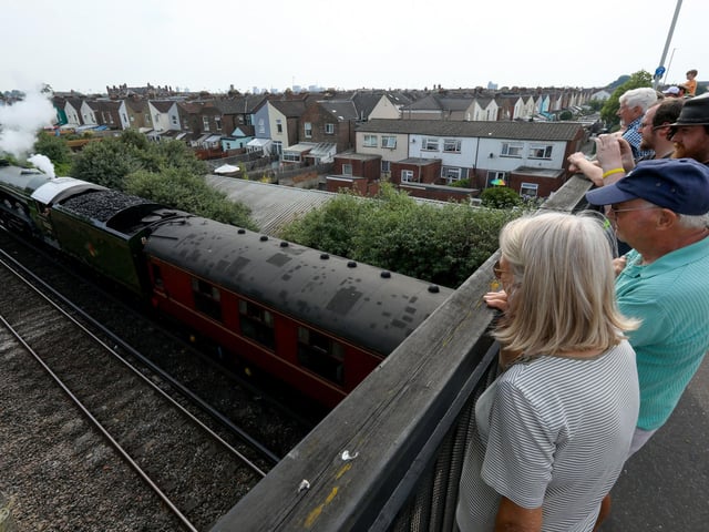 The Flying Scotsman leaves Portsmouth on Saturday afternoon (jpns 170623-35)