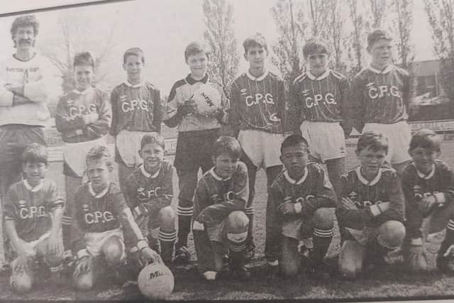 Solent United (age unknown), 1988. Back (from left) Mick Daish (manager), Antony Sizer, Andrew Perry, Ryan Saddler, Ricky Spavins, Jamie O'Rourke, Gary Jones. Front: Steven Turnbull, Graham Woods, Jamie Stack, Jon Cleeve, Tony Kan, Matthew Blake, Justin Hazeldean.