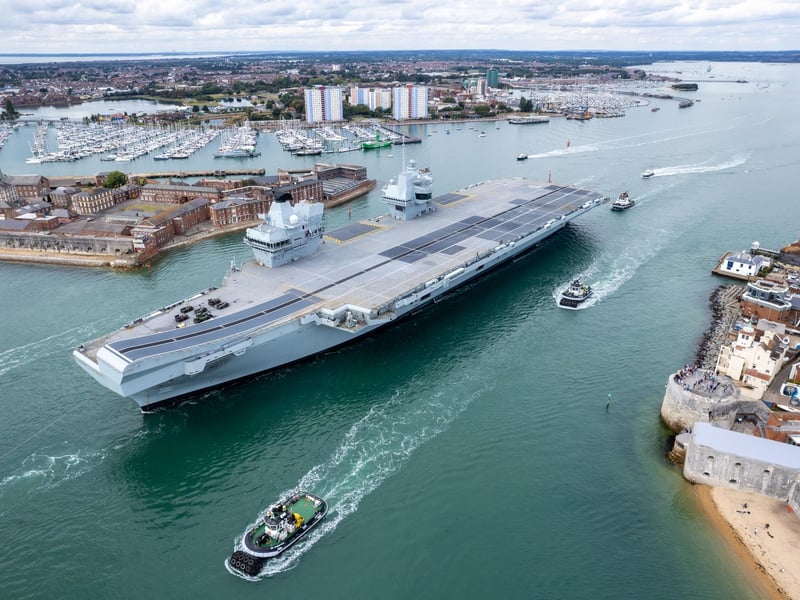 HMS Prince of Wales leaving Portsmouth Harbour on Wednesday afternoon.
Pictured - HMS Prince of Wales
Photos by Alex Shute