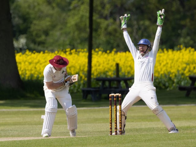 Portsmouth & Southsea wicket-keeper Chris Bollom appeals. Picture: Bob Selley