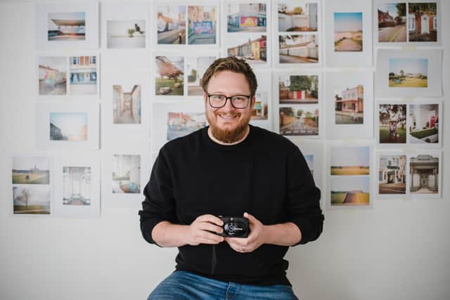 Antony Turner, the photographer behind the Welcome to Croxton Town project, with his trusty Olympus XA2 35mm camera