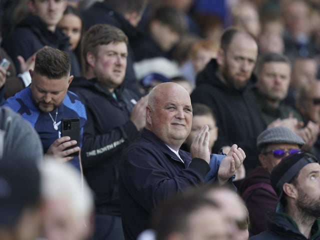Pompey fans cheering the team against Accrington.