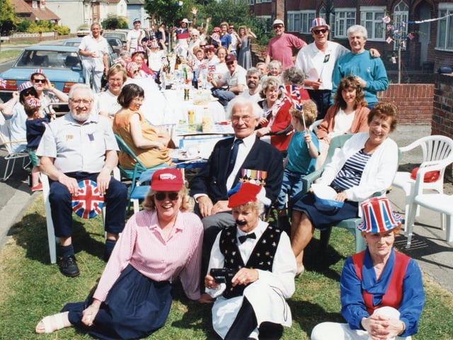 Street party at Mill Road, Fareham in May 1995 celebrating 50 years since VE Day
