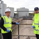 Alan Mak MP with Southern Water CEO Ian McAulay at Budds Farm in Havant.. Pic supplied.