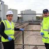 Alan Mak MP with Southern Water CEO Ian McAulay at Budds Farm in Havant.. Pic supplied.