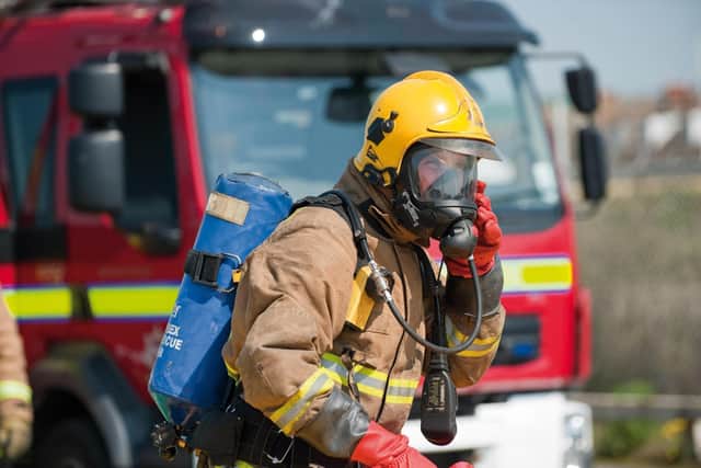Firefighter in breathing apparatus