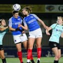 Pompey Women (in blue) pictured against Pompey Women's Development team. Jay Sadler's side will now be semi-professional following Tornante's investment. Picture by Nathan Lipsham