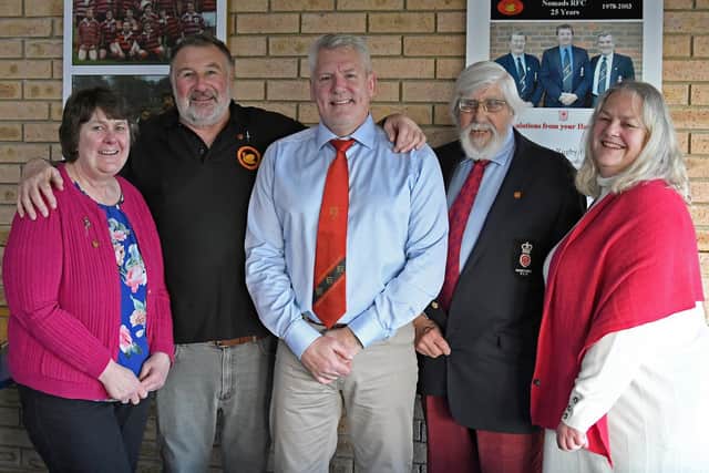 From left - Julie Greenslade (Executive Director Hampshire RFU), Ken Walker (Southsea Nomads chairman), Phil Brooks (one of the club's major sponsors), Jed Stone (former Hampshire RFU President) and Georgia Leprohon (HRFU Management Board).
Picture: Neil Marshall