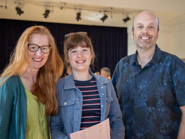 Students found out their A Level results this morning at Portsmouth High School as they prepare for their next steps in education.
Pictured - Thea, 18 with Mum and Dad, getting ready for a gap year
Photos by Alex Shute