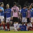 Pompey played the last 21 minutes with an extra man advantage after Massimo Luongo saw red for a foul on Ronan Curtis