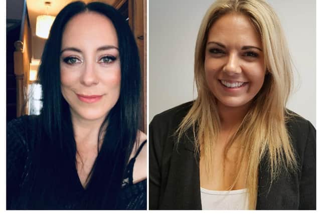 Marcella James and Rachel Windebank, the operations director of Stop Domestic Abuse