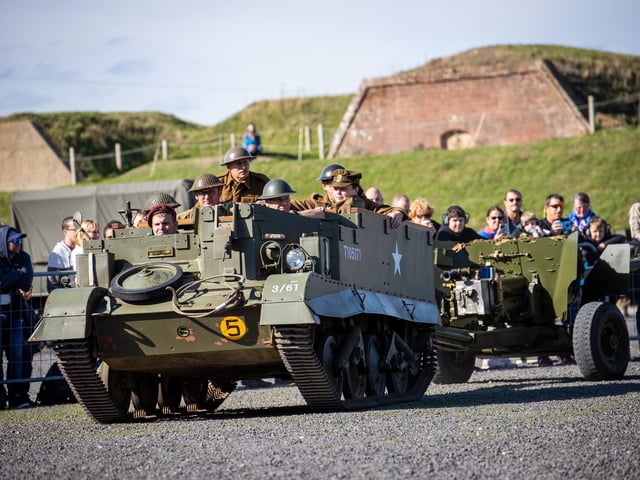 Fort Nelson on the top of Portsdown Hill is home to the Royal Armouries’ national collection of artillery and historic cannon and has free admission. It is known for featuring reenactments with crews discharging anti tank artillery on their parade ground with deafening explosions.