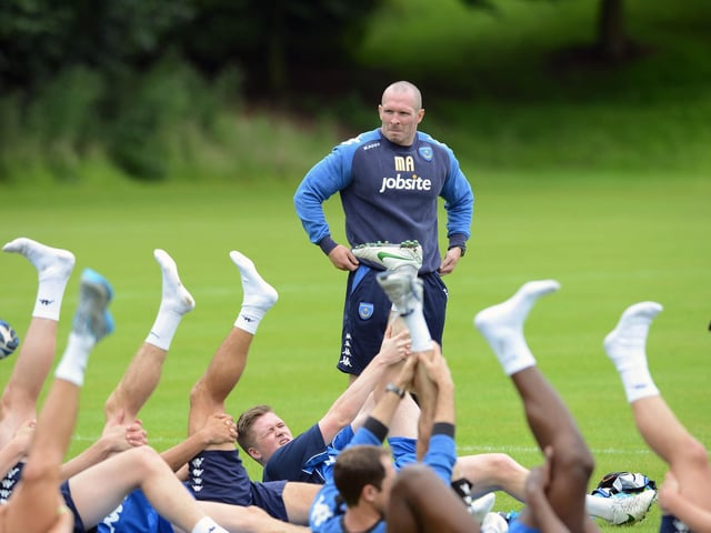 Pompey boss Michael Appleton oversees Pompey's first day back in training in July 20212. Picture: Robin Jones