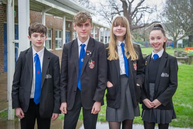 Albert Bancroft, 13, Harvey Davis, 13, Millie Tims, 12, and Tilly Warner, 13, said the play would help them to make more sensible future choices.
Picture: Habibur Rahma