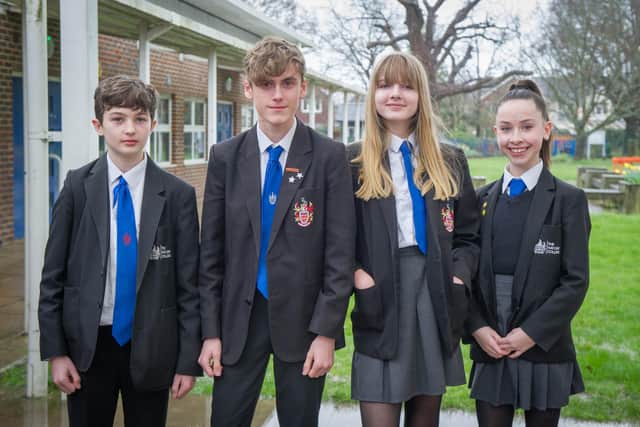 Albert Bancroft, 13, Harvey Davis, 13, Millie Tims, 12, and Tilly Warner, 13, said the play would help them to make more sensible future choices.

Picture: Habibur Rahma