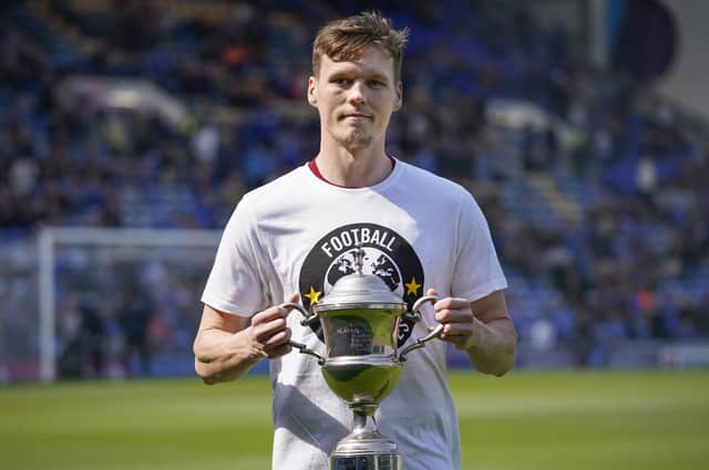 Portsmouth defender Sean Raggett player of the year during the EFL Sky Bet League 1 match between Portsmouth and Gillingham at Fratton Park, Portsmouth, England on 23 April 2022.