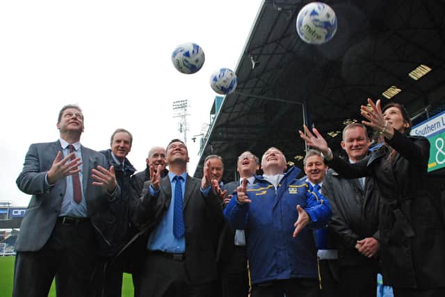 Members of Portsmouth Property Association at Fratton Park, Portsmouth FCs home ground, kick-off a shares buy-in back in 2014. They recently received a shares pay-out, with the money donated to grass roots soccer.
Picture from Deep South Media