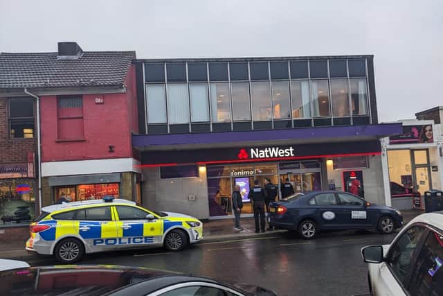 The scene outside NatWest in Cosham High Street. Picture: Joe Buncle.